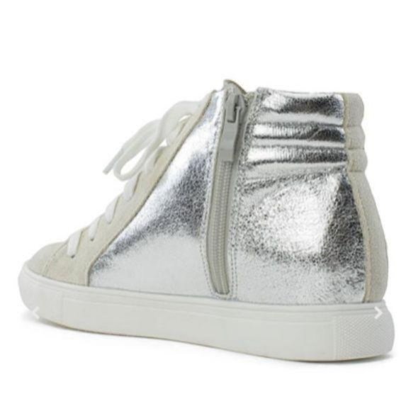 Silver Metallic Hi Top Star Sneakers - Picture 5 of 9